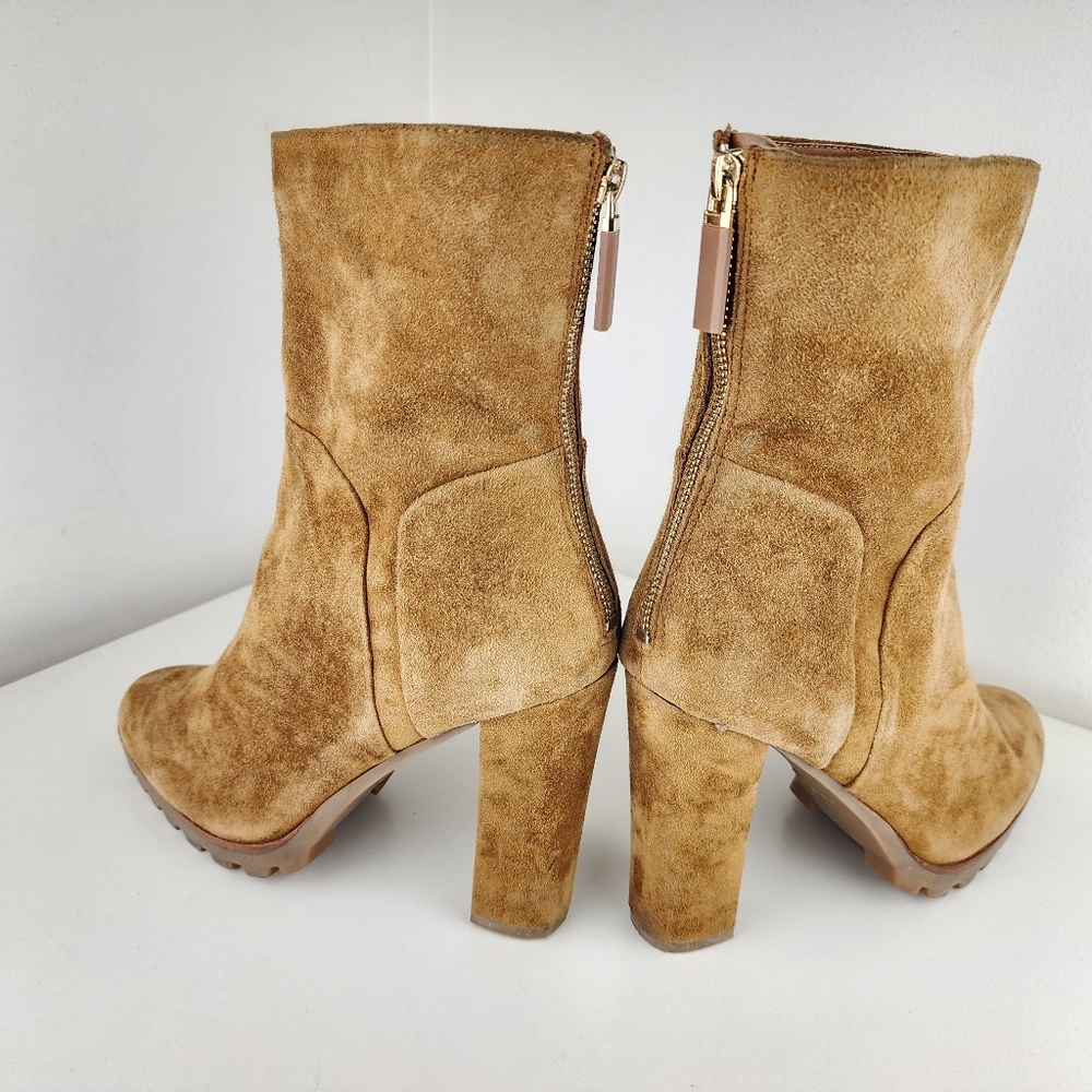 Aldo Women Tan Suede Ankle Boots Size 10 High Heels - Picture 7 of 13